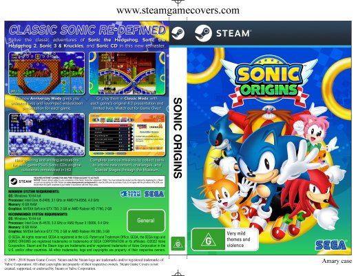 Sonic Origins (Cover Art Only) No Game Included (2 Pack) + Bonus Cover